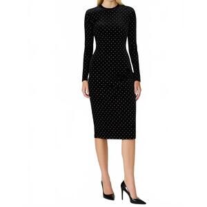 NEW STEVE MADDEN hailee studded velvet midi dress in black